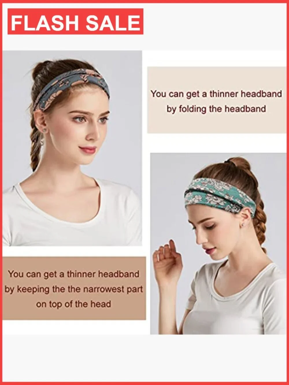 Wide Yoga Headbands 6 Pack Stretchy Sweat Absorbing Hair Accessories